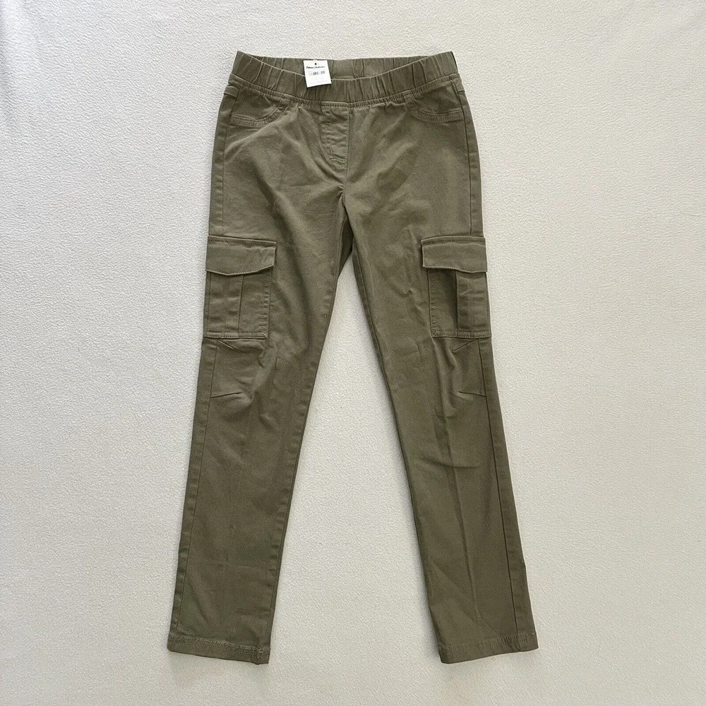 NWT Hanna Andersson Girl Utility Cotton Stretch Pants Expedition Green 140 US 12